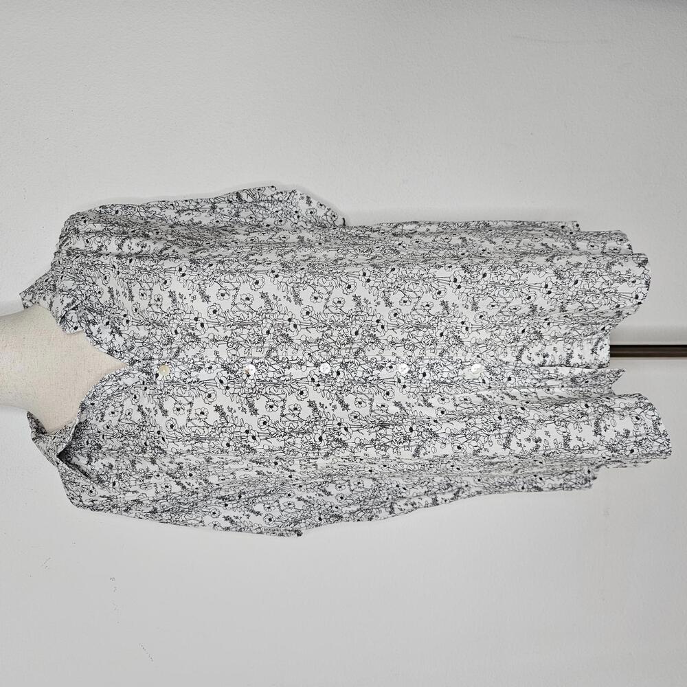 NWT Jane & Delancey Women's White/Black Floral Button Down Blouse Size XL